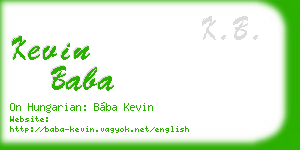 kevin baba business card